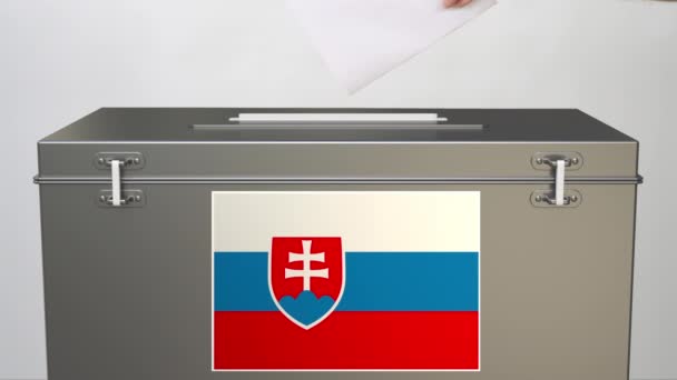 Ballot box with flag of Slovakia, election related clip — Stock Video