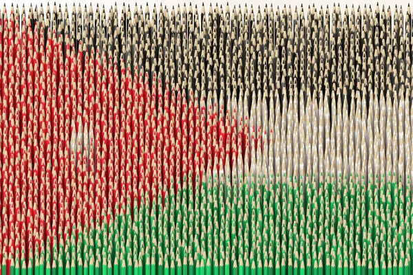 National flag of Jordan made with color pencils. Creativity related conceptual 3D rendering — Stock Photo, Image