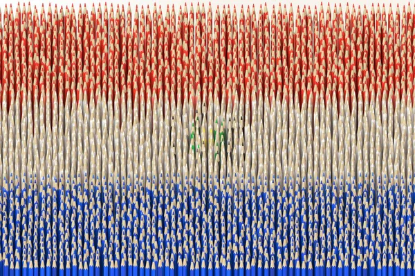 Renkli kalemlerden yapılmış bir Paraguay bayrağı. Sanatla ilgili üç boyutlu kavramsal canlandırma — Stok fotoğraf