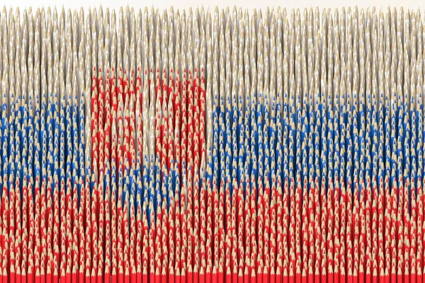 Flag of Slovakia made with color pencils. Art related 3D rendering — Stock Photo, Image