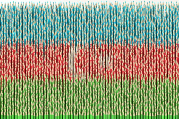 Flag of Azerbaijan made with color pencils. Art related 3D rendering — Stock Photo, Image