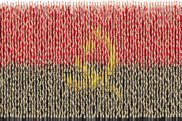 Bandeira de Angola feita com lápis de cor. Renderização 3D relacionada à arte — Fotografia de Stock