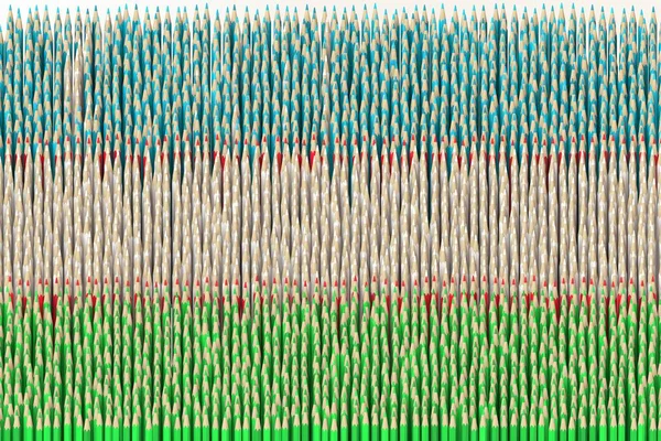 Uzbekistánská vlajka vyrobená barevnými tužkami. 3D vykreslování související s uměním — Stock fotografie