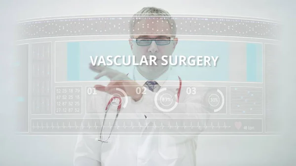 VASCULAR SURGERY lap görgetett egy orvos egy modern kijelző — Stock Fotó