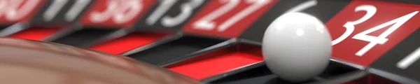 34 34 vermelho na roleta do casino, close-up. Renderização 3D — Fotografia de Stock