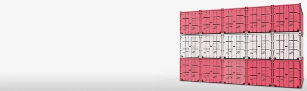 Kargo konteynerleri Avusturya bayrağını beyaz arka planda, 3D görüntüleme — Stok fotoğraf