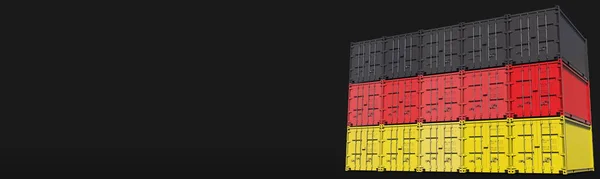 Los contenedores componen la bandera de Alemania sobre fondo negro, representación 3D —  Fotos de Stock