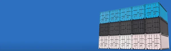화물 컨테이너는 에스토니아의 국기를 파란색 배경 , 3D 렌더링으로 구성 한다. — 스톡 사진