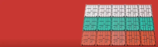 Los contenedores componen la bandera de Bulgaria sobre fondo rojo, representación 3D —  Fotos de Stock