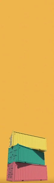 Litvánia zászlaját sárga alapon szállító konténerek, 3D-s renderelés — Stock Fotó