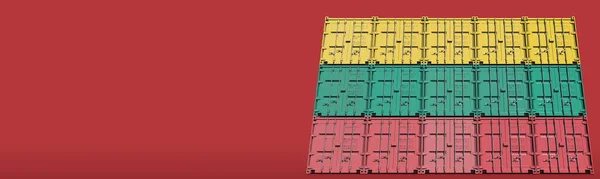 Los contenedores componen la bandera de Lituania sobre fondo rojo, representación 3D —  Fotos de Stock