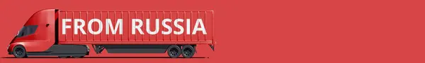 RUSSIA text on the modern electric red truck, 3d rendering — 图库照片