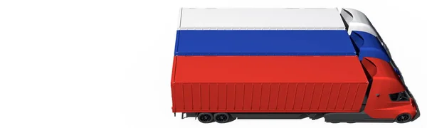 Trailer trucks form flag of Russia on white background. 3d rendering — Stock Photo, Image