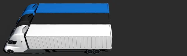 電気セミトレーラートラックは黒の背景にエストニアの旗を形成する。3Dレンダリング — ストック写真
