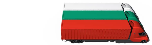 Camions remorque forment drapeau de la Bulgarie sur fond blanc. Rendu 3d — Photo