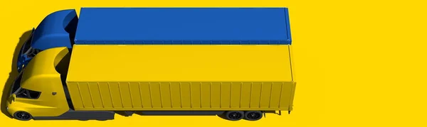 Naczepy stanowią flagę Ukrainy na żółtym tle. 3d renderowanie — Zdjęcie stockowe