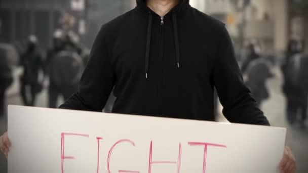 FIGHT text on an activism banner — Stock Video