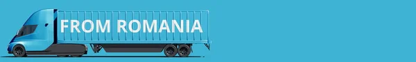 Modern elektrik kamyonundaki ROMANIA metninden, 3D görüntüleme — Stok fotoğraf