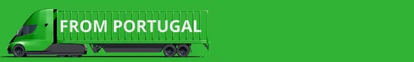 Z PORTUGALII tekst na nowoczesny elektryczny zielony samochód ciężarowy, 3d renderowania — Zdjęcie stockowe