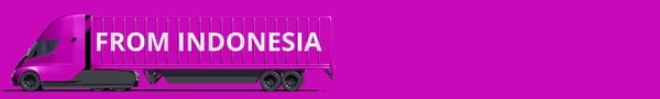 FROM INDONESIA text on the modern electric truck, 3d rendering — Stock Photo, Image