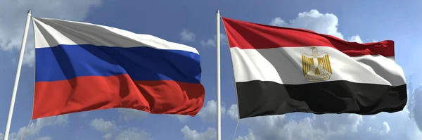 Σημαίες κρατών της Ρωσίας και της Αιγύπτου, 3d απόδοση — Φωτογραφία Αρχείου