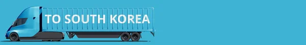 JIŽNÍ KOREA text na moderním elektricky modrém kamionu, 3D vykreslování — Stock fotografie