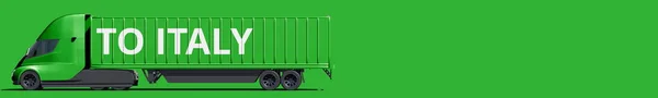 ATT ITALIEN text på den moderna elektriska gröna lastbilen, 3D-rendering — Stockfoto