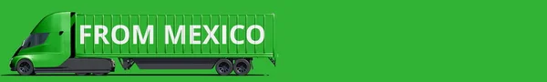 Texto de MÉXICO sobre el camión verde eléctrico moderno, 3d renderizado — Foto de Stock