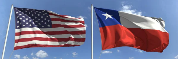 Banderas nacionales de los Estados Unidos y Chile, 3d rendering —  Fotos de Stock