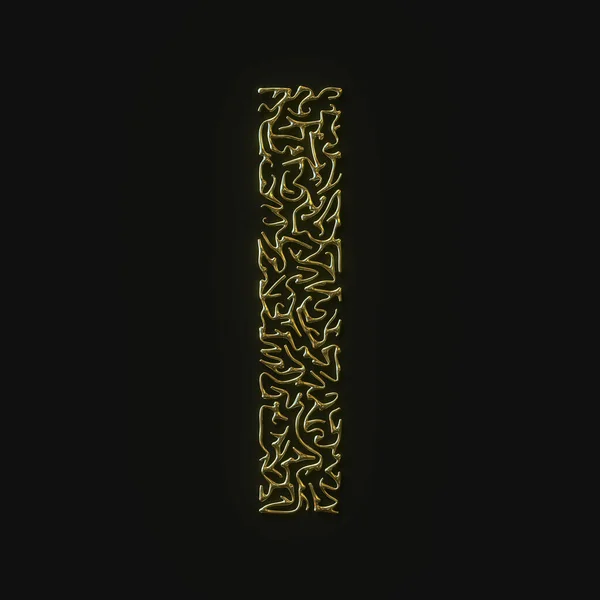 Nagy felbontású betű I szimbólum készült öntött arany vonalak. 3D-s renderelés — Stock Fotó