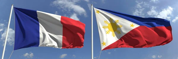 Národní vlajky Francie a Filipín, 3d rendering — Stock fotografie