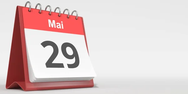 29 de maio data escrita em alemão na página do calendário flip. Renderização 3d — Fotografia de Stock