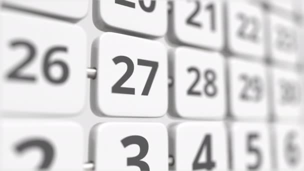 27 data sulla piastra del calendario di tornitura. Scadenza o concetto di pianificazione aziendale — Video Stock