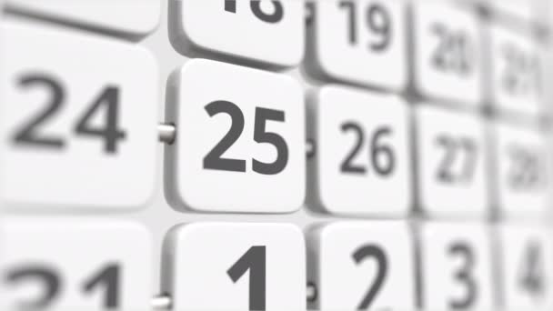 回転カレンダープレート上の25日。締切又は事業計画の概念 — ストック動画