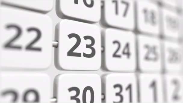 23 datum na otáčecím kalendáři. Termín nebo koncepce podnikatelského plánování — Stock video