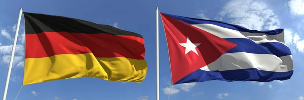 Drapeaux nationaux de l'Allemagne et de Cuba, rendu 3d — Photo