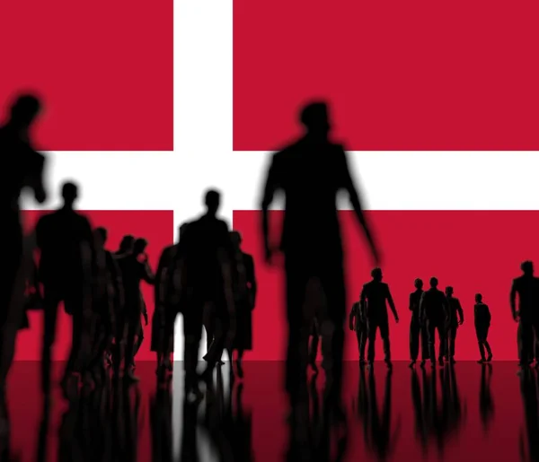 デンマークの旗に知られていない人々の背景3Dレンダリング — ストック写真