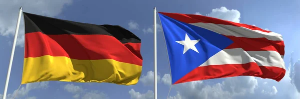 National flags of Germany and Puerto Rico, 3d rendering — Stock Photo, Image