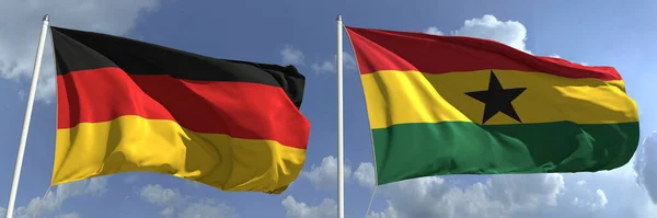 Národní vlajky Německa a Ghany, 3d rendering — Stock fotografie