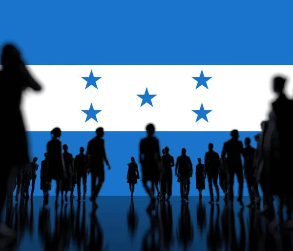 Bandeira de Honduras e multidão retroiluminada, renderização 3d — Fotografia de Stock