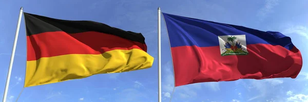 Nationalflaggen von Deutschland und Haiti, 3D-Darstellung — Stockfoto