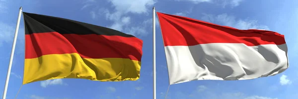 Banderas nacionales de Alemania e Indonesia, 3d renderizado — Foto de Stock