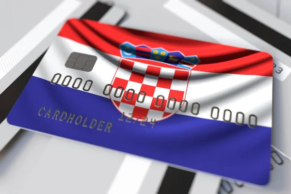 Прапор Хорватії на кредитній картці 3d рендеринга — стокове фото