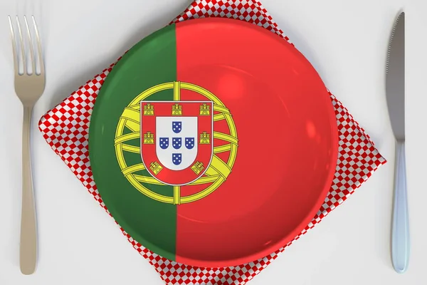 Flag of Portugal on the plate conceptual 3d rendering — Stock Photo, Image