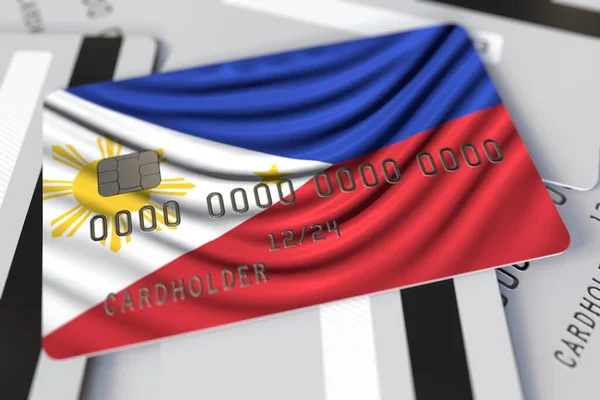 Bandeira das Filipinas no cartão de crédito 3d renderização — Fotografia de Stock