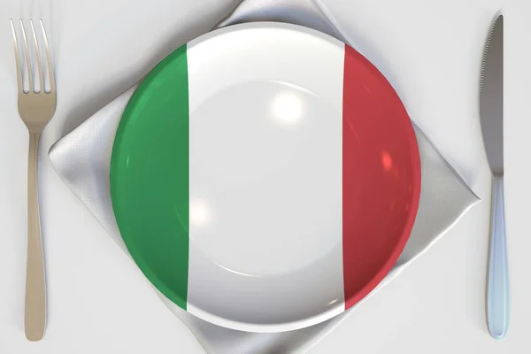 National flag of Italy on the plate concept 3d render — стокове фото