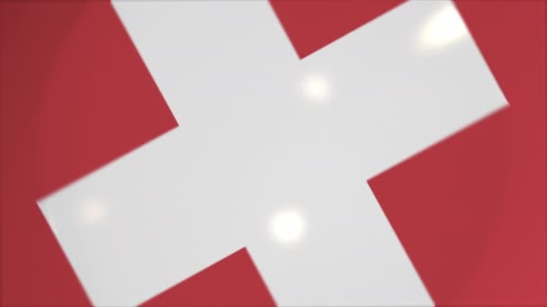 Top-down vy över plattan med flagga Schweiz, nationella köket konceptuell animation — Stockvideo