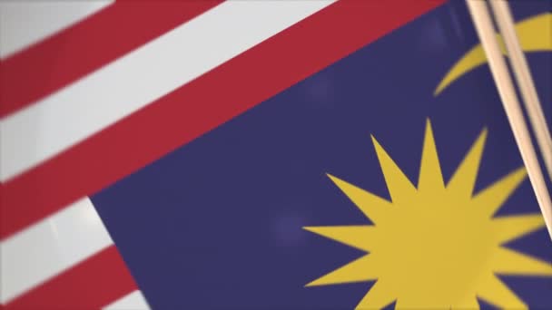 Bacchette e piatto con bandiera stampata della Malesia, concetto di cucina nazionale — Video Stock