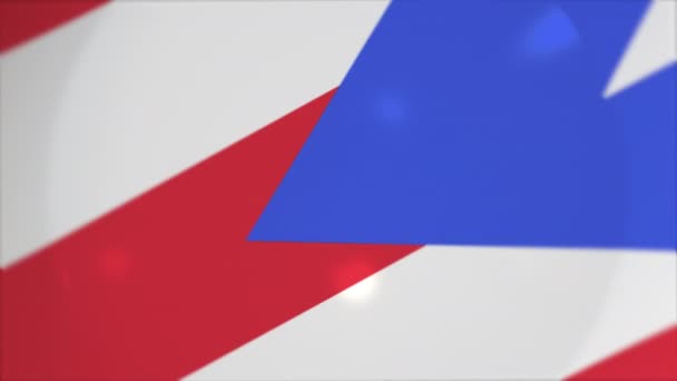 Widok z góry na płytę z flagą Portoryko, kuchnia narodowa konceptualna animacja — Wideo stockowe