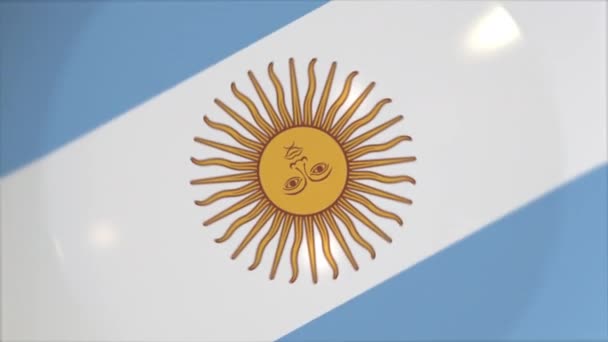Vista de cima para baixo da placa com bandeira da Argentina, cozinha nacional animação conceitual — Vídeo de Stock
